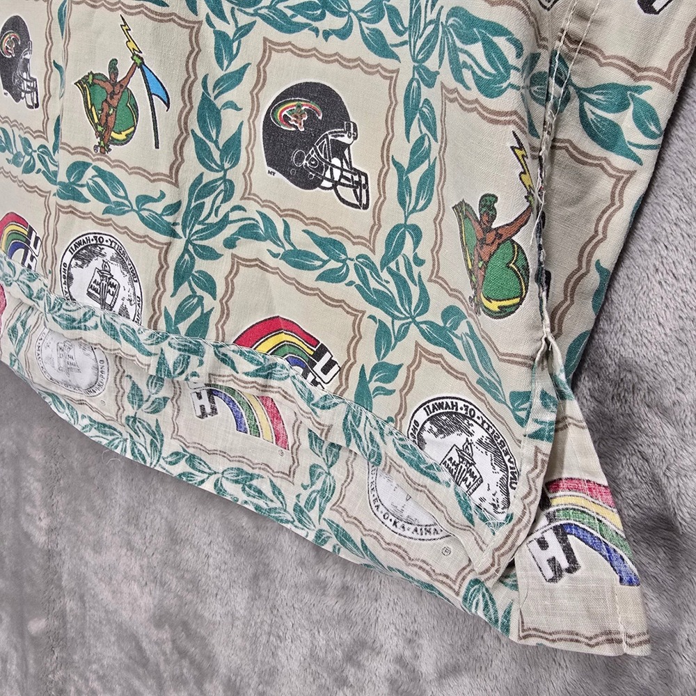 Reyn Spooner Button Down Shirt Mens XL Cream UH Hawaii Rainbow Warriors Football - Picture 5 of 16